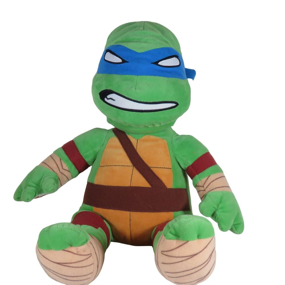 Build-A-Bear Ninja Turtle Plush Blue Mask 18" Stuffed Toy Reversible Face